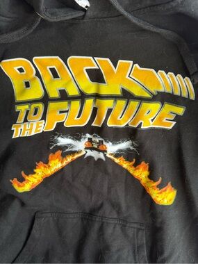 Back to the Future Graphic Hoodie - Black with Yellow & Orange Print